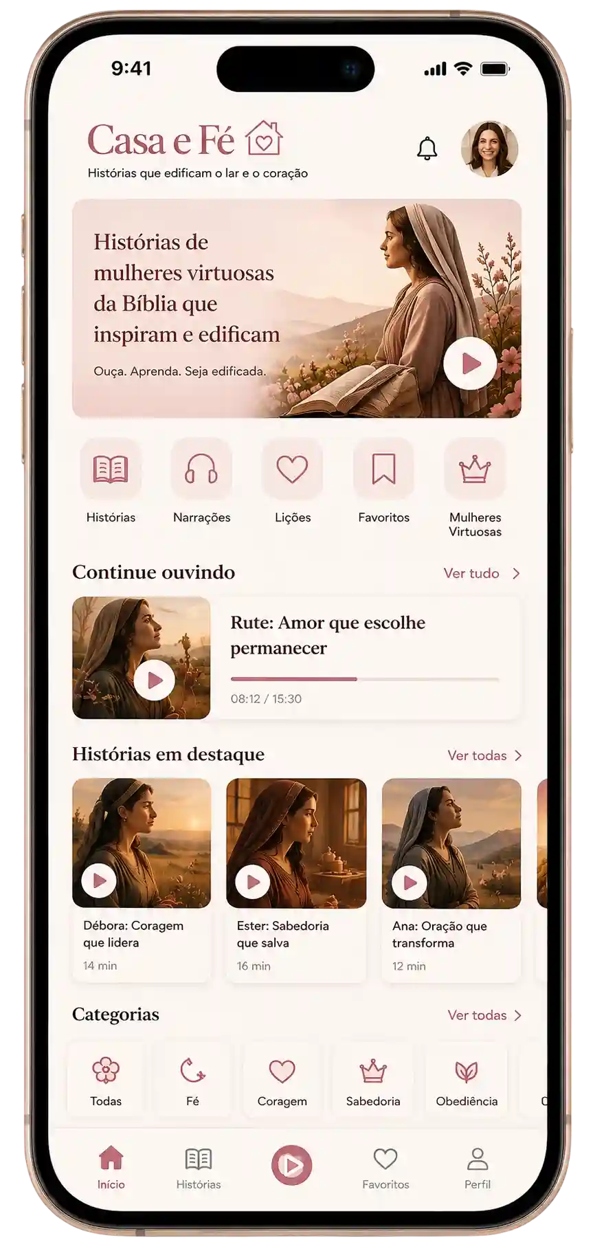Aplicativo Casa e Fé no celular